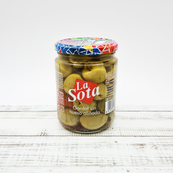 Largest pitted green olives grown in Spain.