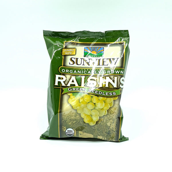 organic plump green raisins in a pack