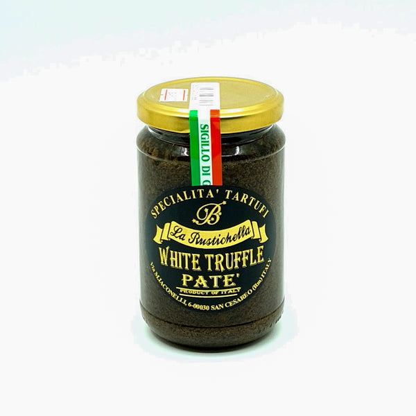 White Truffle Pate is a combination of freshwhite truffles, porcini mushrooms, extra virgin olive oil and salt.